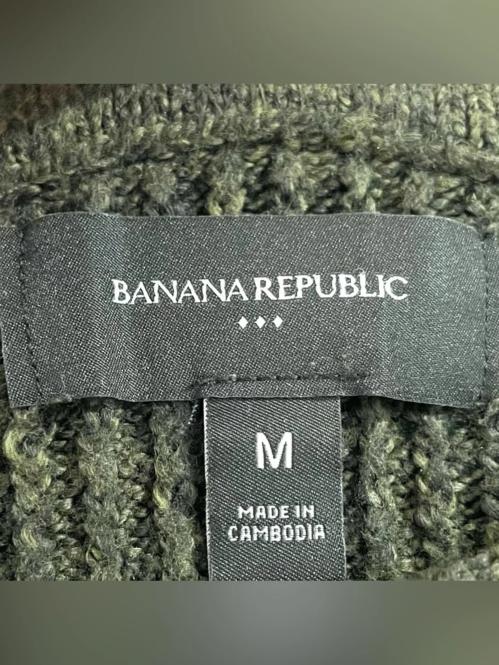 Banana Republic NWOT Medium Waffle Knit Green Crewneck Sweater MSRP $80 Gorpcore